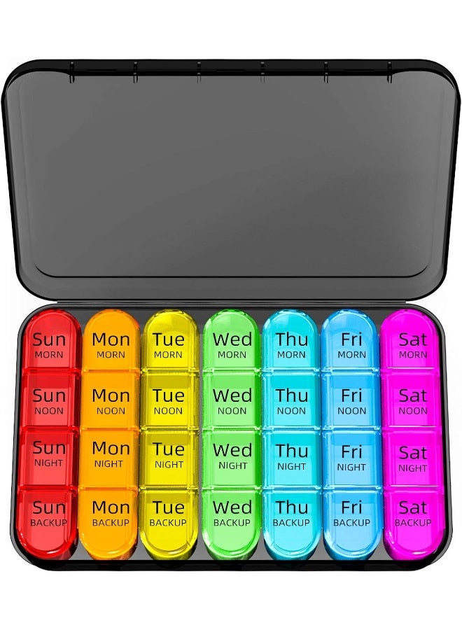 Odaro Weekly Pill Organizer 4 Times a Day, BPA Free Daily Pill Box 7 Day, Large Travel Pill Case with 28 Compartment to Hold Medicine, Vitamin and Supplement - Image 1